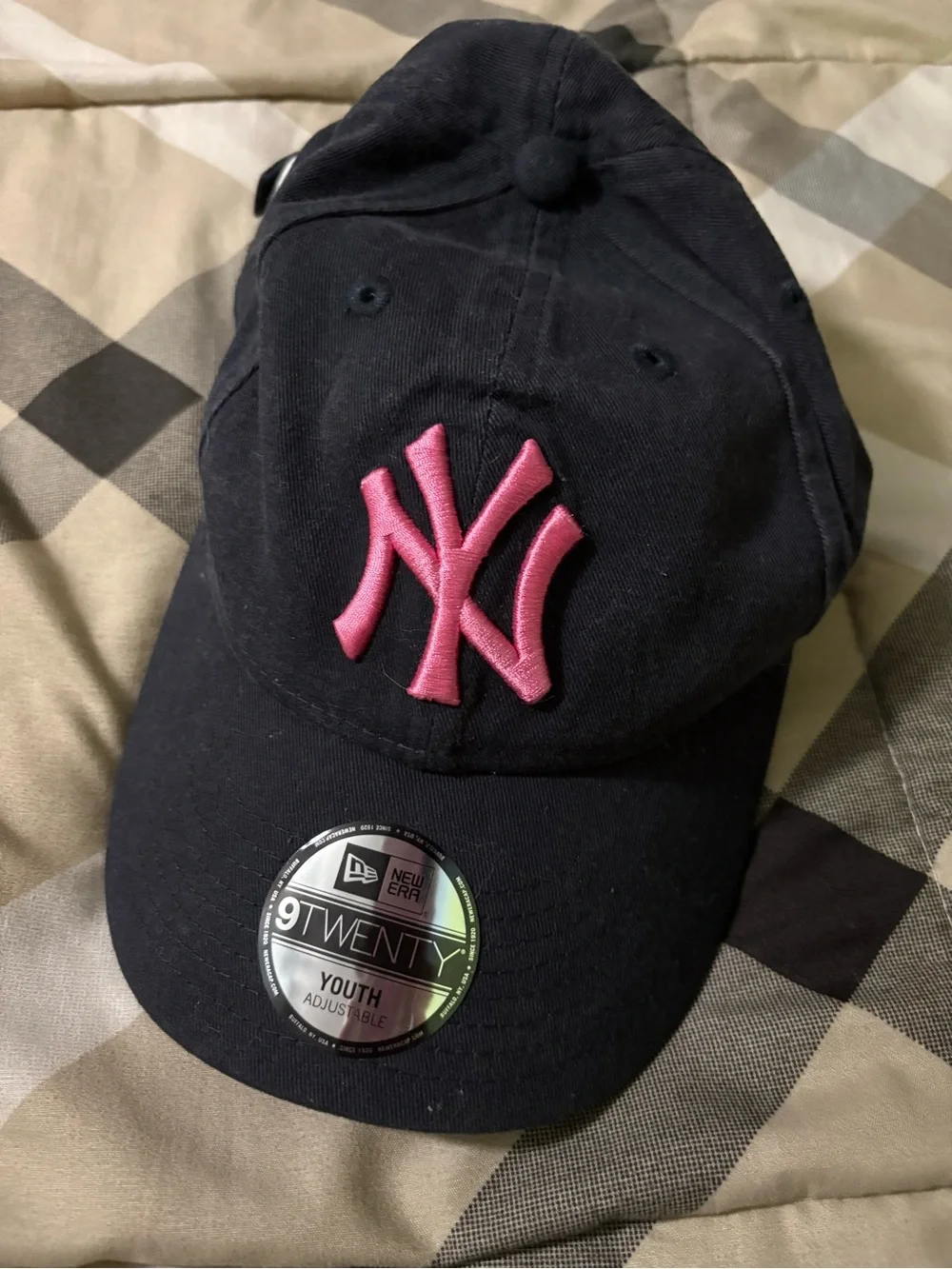 New Era Youth Baseball Cap with Pink NY Logo